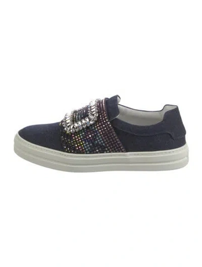 Pre-owned Roger Vivier Denim Graphic Print Sneakers W/ Tags In Blue