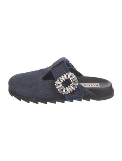 Pre-owned Roger Vivier Denim Mules In Blue