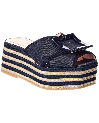 Roger Vivier Denim Platform Sandal In Multi