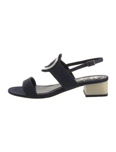 Pre-owned Roger Vivier Denim Sandals W/ Tags In Blue