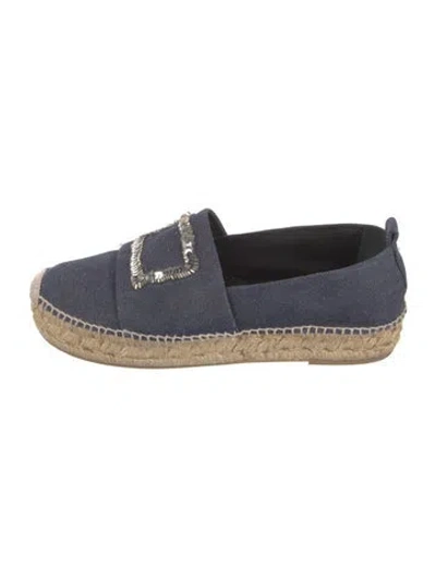 Pre-owned Roger Vivier Denim Sequin Embellishments Espadrilles In Blue