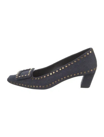 Pre-owned Roger Vivier Denim Studded Accents Pumps In Blue