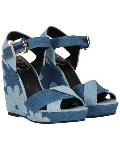 Roger Vivier Denim Wedge Sandal In Blue