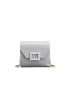 Roger Vivier Diamond Button Chain Mini Wallet In Gray