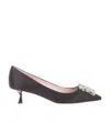 ROGER VIVIER DIAMOND BUTTON SILK SATIN HIGH HEELS