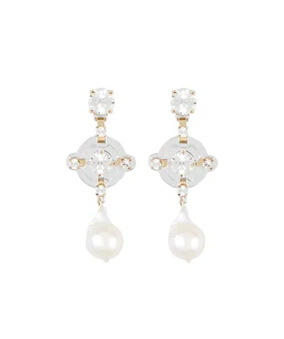 Roger Vivier Disco Logo Earrings In White