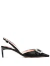 Roger Vivier 55mm Dorsay Satin Slingback Pumps In Black
