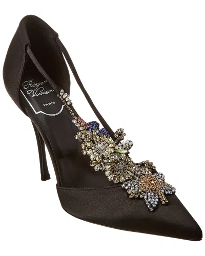 Roger Vivier Dorsay V Sin Courrone De Fleurs Silk Pump In Animal Print