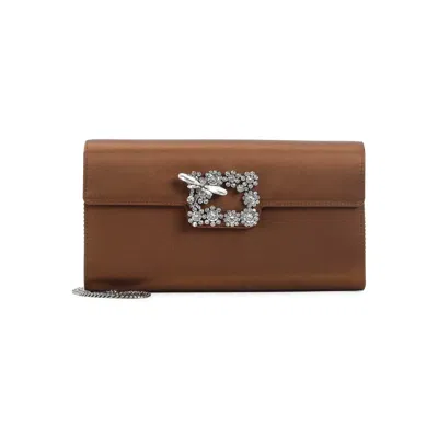 Roger Vivier Dragonfly Flow Clutch Bag In Brown