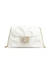 Roger Vivier Drape Bouquet Pearl Strass Drill Buckle Mini Handbag In White