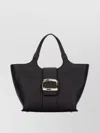 Roger Vivier Mini Viv Choc Black Leather Shopping Handbag In Grey