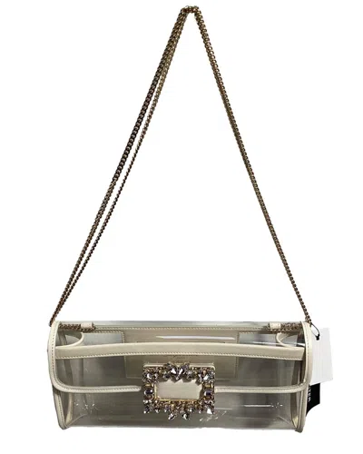Roger Vivier Ecru Pvc Crystal Buckle Clutch Bag (authentic Pre-loved)