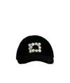 Roger Vivier Efflorensity Button-button Baseball Cap In Black