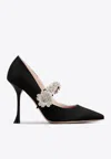 Roger Vivier Efflorescence 100 Mary-jane Satin Pumps In Black
