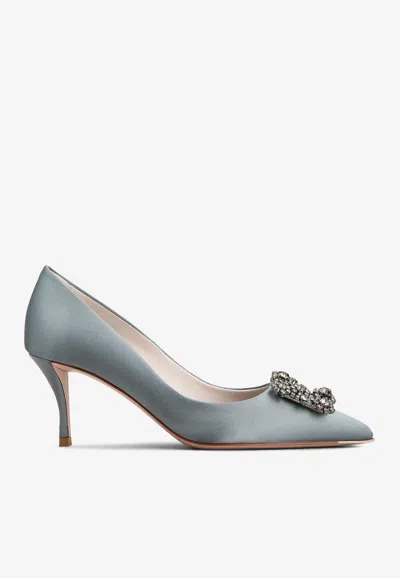 Roger Vivier Efflorescence 65 Crystal Embellished Satin Pumps