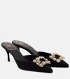 Roger Vivier Efflorescence Crystal-embellished Satin Mules In Black