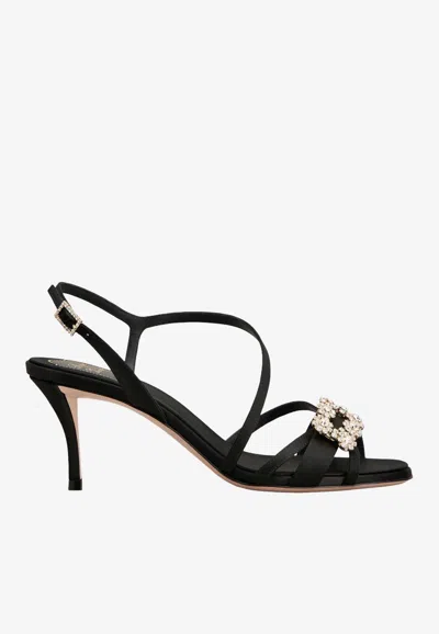 Roger Vivier Efflorescence 65 Sandals In Satin In Black