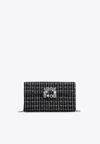 Roger Vivier Efflorescence-buckle Checked Tweed Clutch Bag In Black