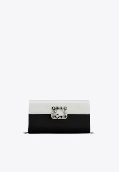 Roger Vivier Efflorescence-buckle Two Tone Clutch Bag In Monochrome