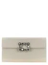 Roger Vivier Blossom Clutch With Chain Strap And Embellished Buckle In Gray
