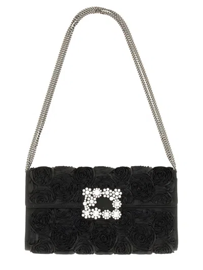 Roger Vivier "efflorescence" Clutch Bag In Black