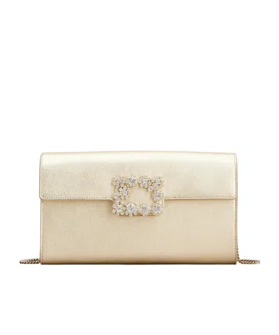 Roger Vivier Efflorescence Clutch In Leather In Gold