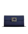 Roger Vivier Efflorescence Clutch In Satin In Blue