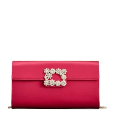Roger Vivier Efflorescence Clutch In Satin In Animal Print