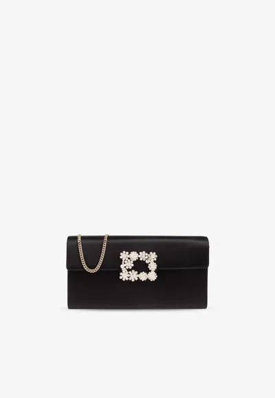 Roger Vivier Efflorescence Crystal Embellished Clutch In Black