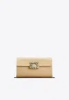 Roger Vivier Efflorescence Crystal Embellished Satin Clutch In Beige