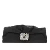 Roger Vivier 'efflorescence' Draped Satin Long Pouch In Black