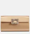 Roger Vivier Efflorescence Embellished Satin Clutch In Beige