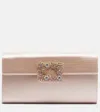 Roger Vivier Efflorescence Embellished Satin Clutch In Pink