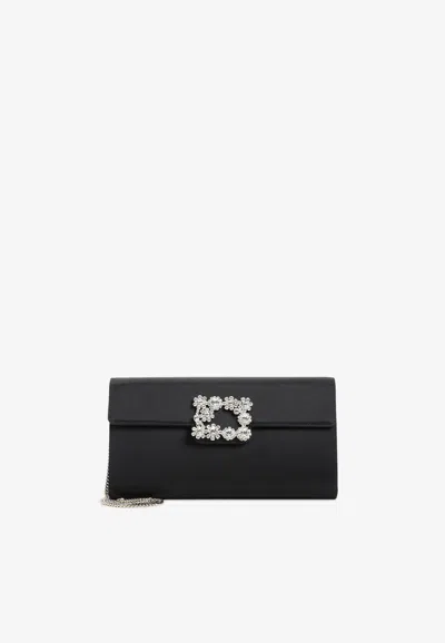 Roger Vivier Efflorescence Flower Buckle Satin Clutch