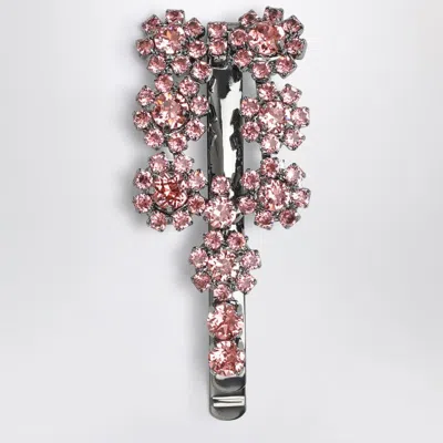 Roger Vivier Efflorescence Hair Clip Silver Pink Women In Cream