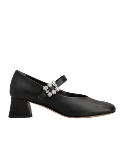 Roger Vivier Efflorescence Mary Jane Pumps In Leather In Black
