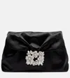 Roger Vivier Efflorescence Mini Satin Clutch In Black