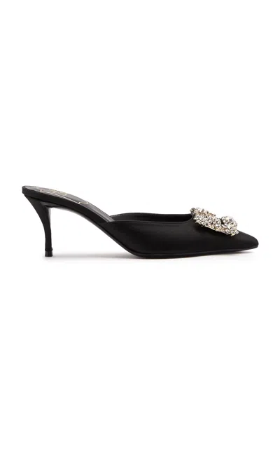 ROGER VIVIER EFFLORESCENCE CRYSTAL-EMBELLISHED SATIN MULES