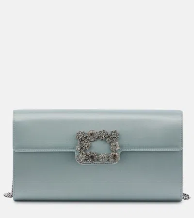ROGER VIVIER EFFLORESCENCE EMBELLISHED SATIN CLUTCH