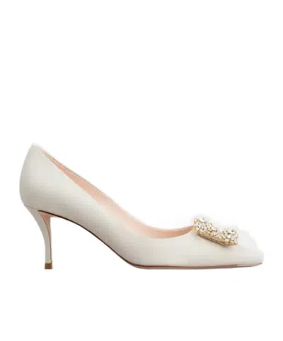 Roger Vivier Efflorescence Pumps In Leather In White