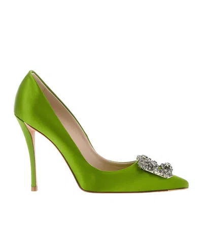 Roger Vivier Efflorescence Pumps In Satin In Green