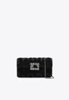 Roger Vivier Efflorescence Satin Clutch Bag In Black