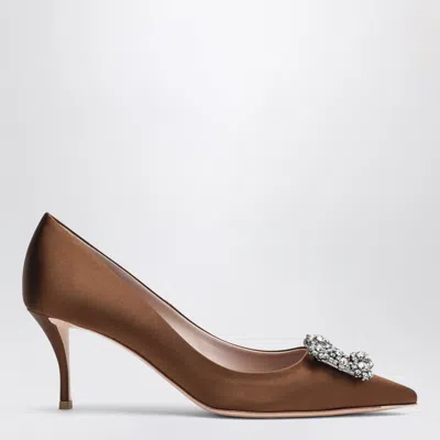 Roger Vivier Efflorescence Satin Pumps With Elegant Slip-on Style In Brown