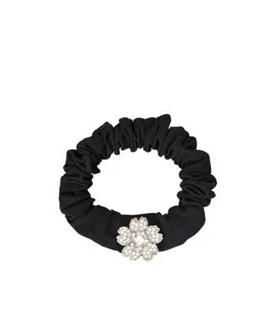 Roger Vivier Efflorescence Scrunchie In Grosgrain In Black