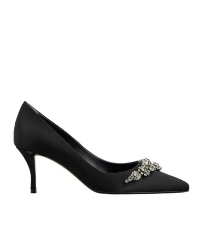 Roger Vivier Efflorescence Silk Satin Heels In Black