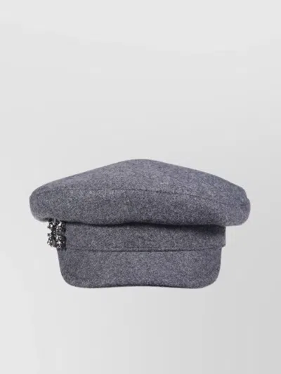Roger Vivier Embellished Brooch Sailor Cap In Gray