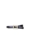 Roger Vivier 1.5cm Rv Bouquet Satin Belt In Black