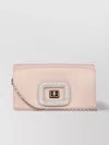Roger Vivier Embellished Buckle Rectangular Satin Clutch In Cream