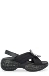 Roger Vivier 40mm Viv Run Scuba Sandals In Black