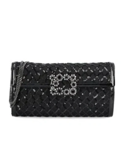 Roger Vivier Embellished Chain Shoulder Bag In Black
